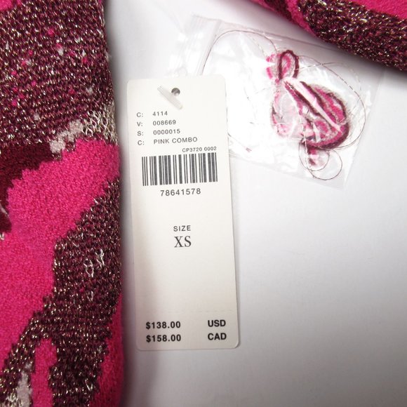By Anthropologie The Beatriz Mock-Neck Sweater Pink Lurex Combo - XS - Picture 10 of 13